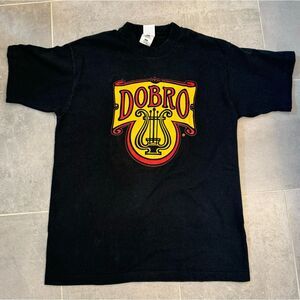 Vintage 80s Dobro Guitars Single Stitch Black T-Shirt Resonator Men’s Large Rare